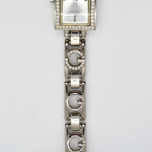 Vintage GUESS Tank Watch Crystal Bezel Silver Tone Rectangle - Y2K Aesthetic main image 16
